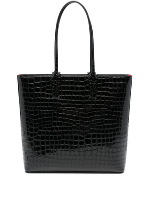 CHRISTIAN LOUBOUTIN Elegant Crocodile Effect Cabata Tote Handbag