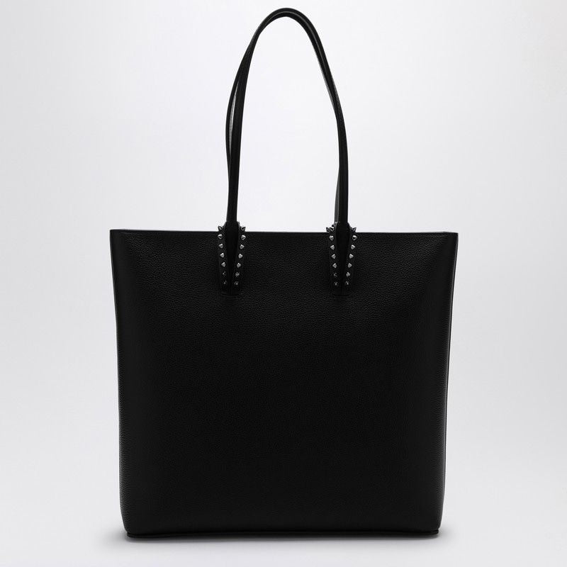 CHRISTIAN LOUBOUTIN Elegant Black Leather Tote with Red Accents