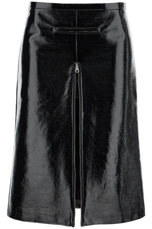 COURREGÈS Chic Vinyl Midi Skirt with Front Slit