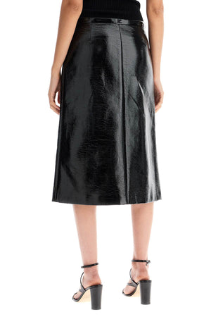 COURREGÈS Chic Patent Leather Midi Skirt with Zip Closure