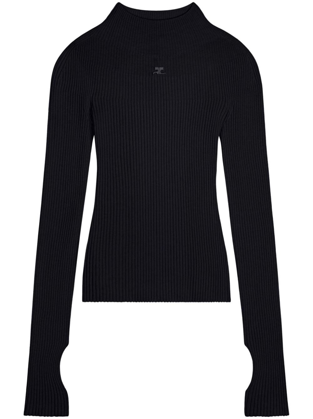 COURREGÈS High Neck Black Knit Sweater for Women