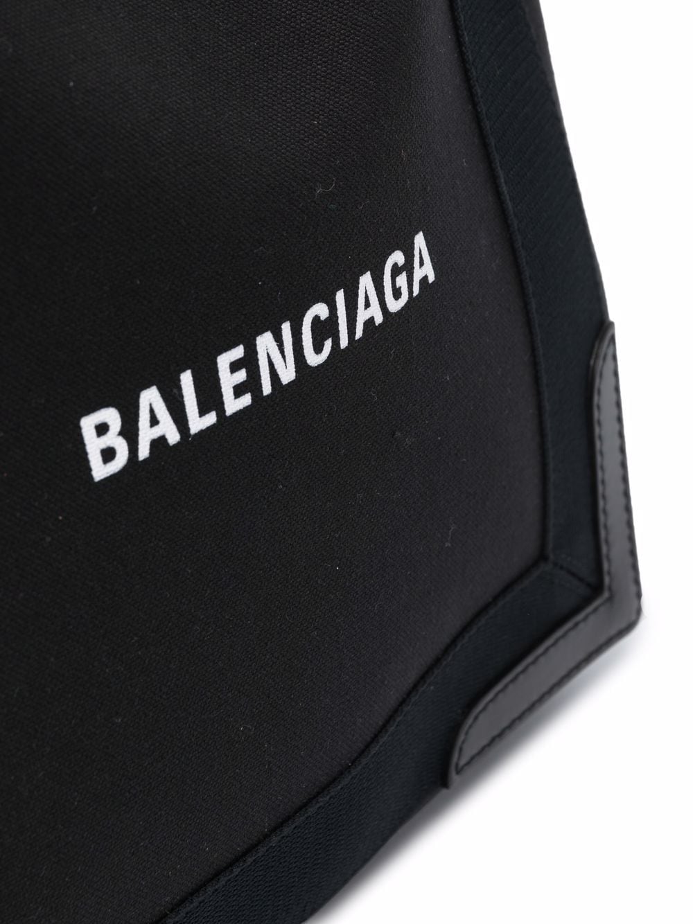 BALENCIAGA Small Black Canvas Logo Tote Handbag with Removable Pouch for Women