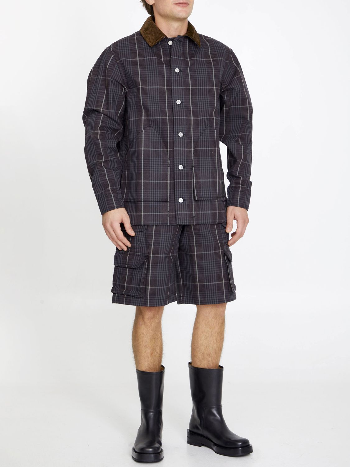 DIOR HOMME Men's Brown Checked Cotton Jacqaurd Jacket for FW23