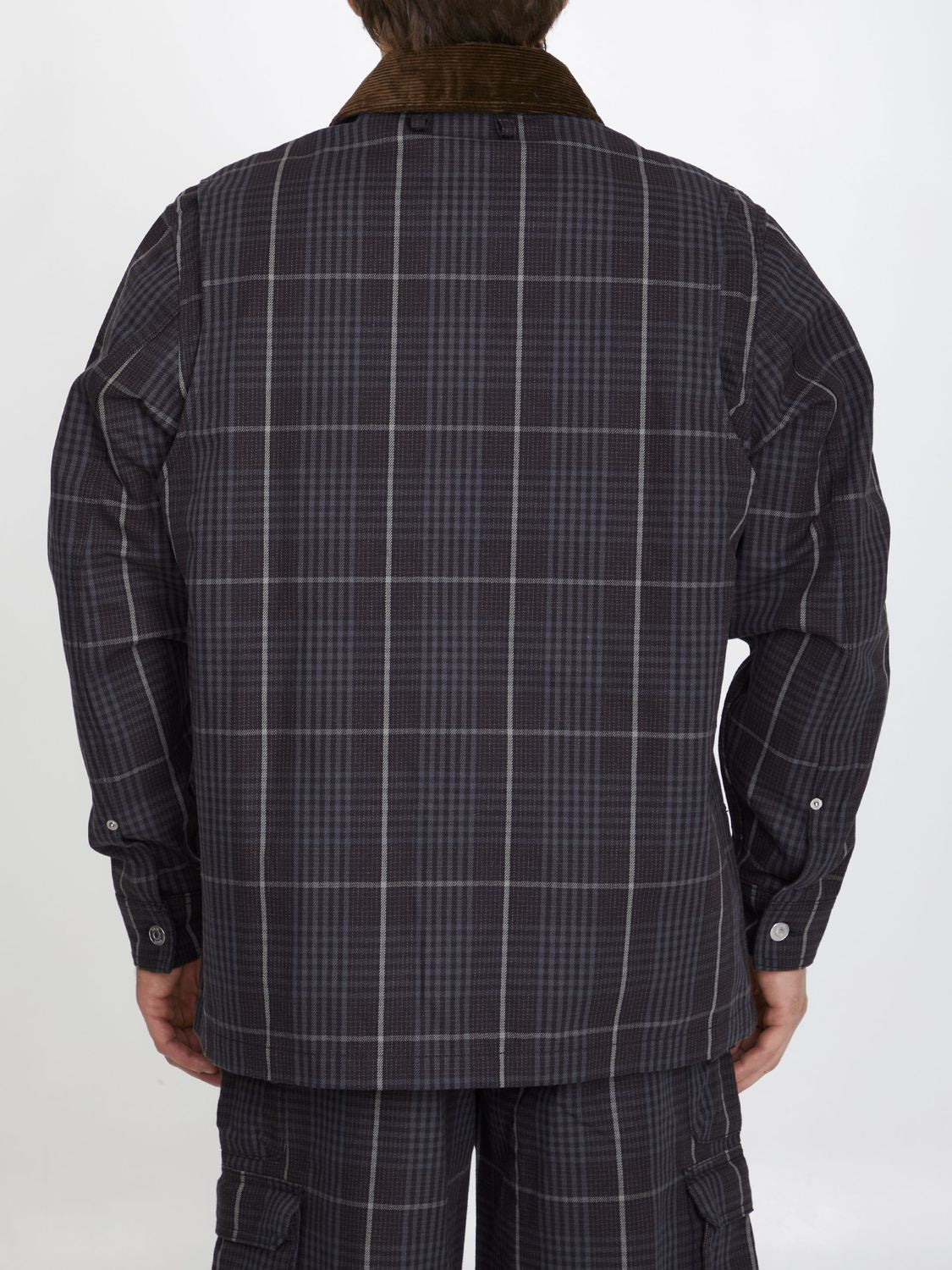 DIOR HOMME Men's Brown Checked Cotton Jacqaurd Jacket for FW23