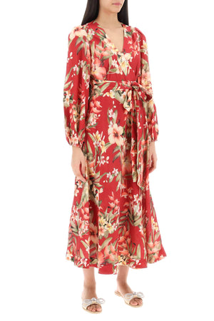 ZIMMERMANN Floral Linen Wrap Maxi Dress for Women