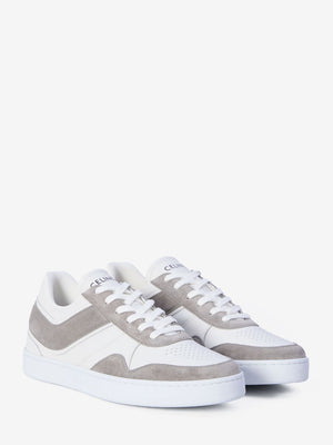 CELINE Luxury Trainer Sneakers in White and Grey Calfskin