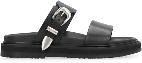 CELINE Men's Leather Strap Flat Sandals