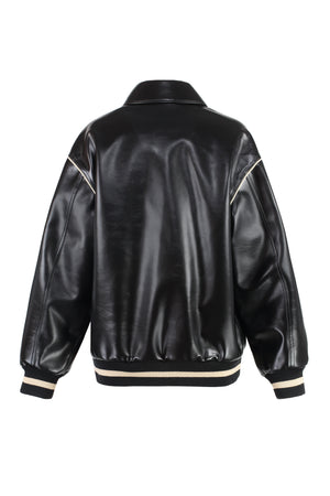 MSGM Chic Faux Leather Jacket with Ribbed Details