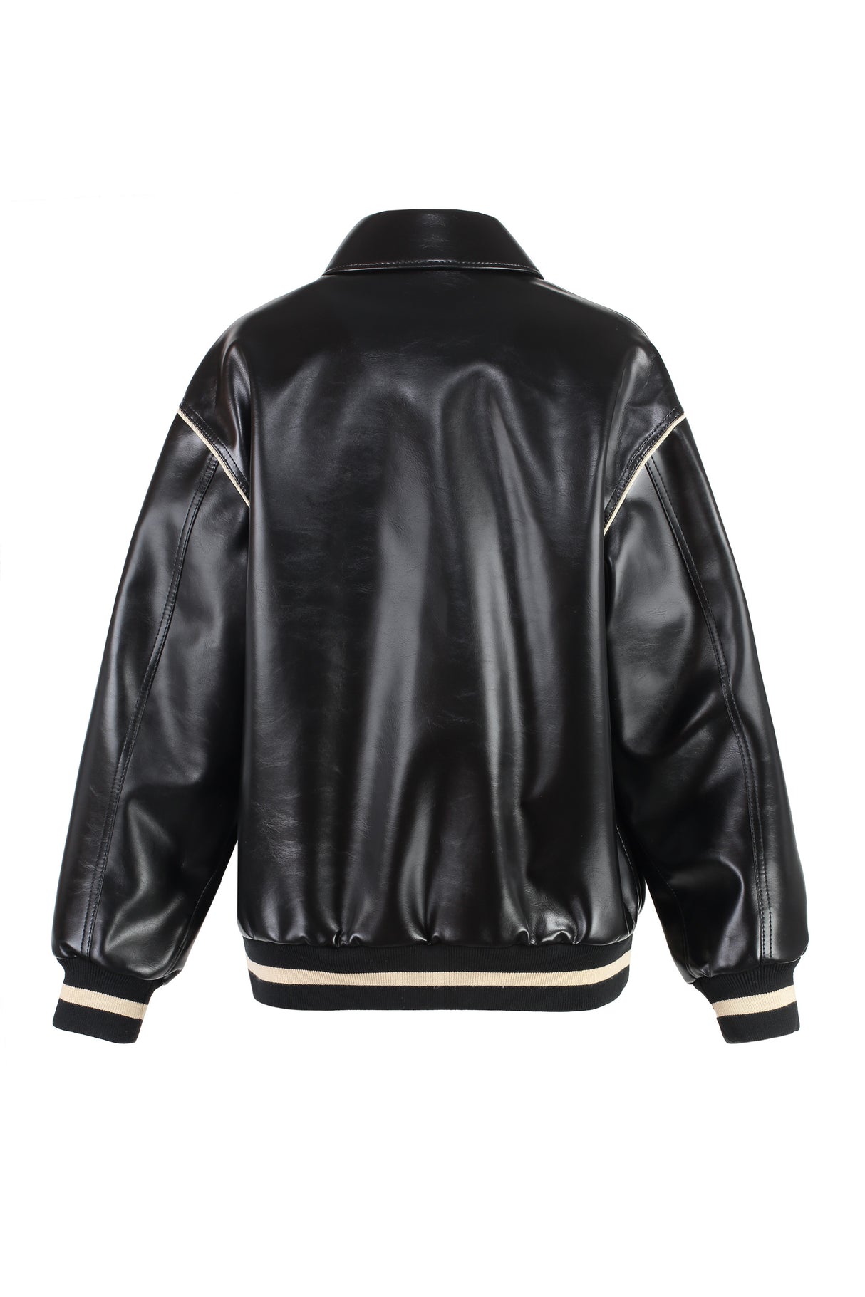 MSGM Chic Faux Leather Jacket with Ribbed Details