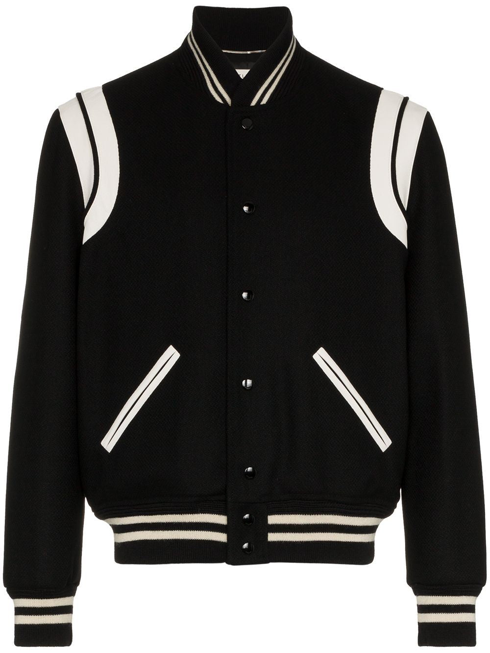 SAINT LAURENT Black Wool Bomber Jacket for Men - Spring/Summer 2024