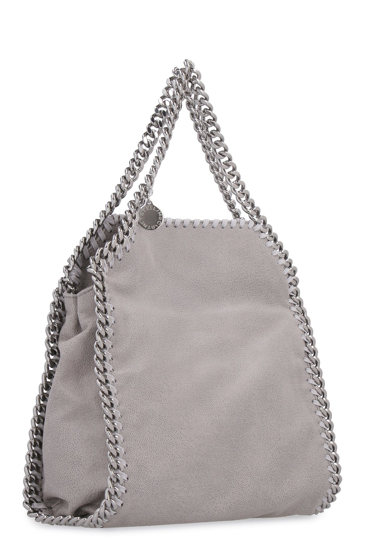 STELLA MCCARTNEY Mini Light Grey Eco-Leather Tote with Chunky Chain