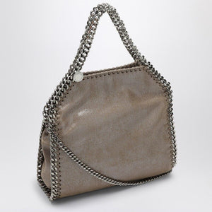 STELLA MCCARTNEY Elegant Mini Shiny Beige Tote with Silver-Tone Accents