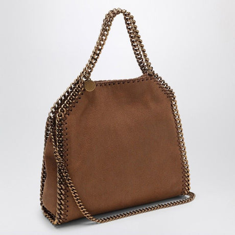 STELLA MCCARTNEY Pecan Brown Mini Tote with Gold Tone Chain – Synthetic Leather Handbag