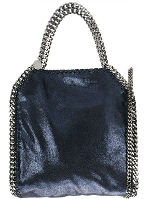 STELLA MCCARTNEY Mini Ink Blue Vegan Leather Tote with Metallic Accents