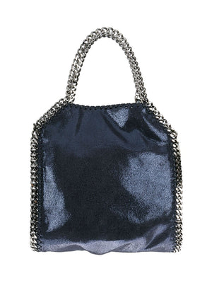 STELLA MCCARTNEY Mini Ink Blue Vegan Leather Tote with Metallic Accents