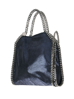 STELLA MCCARTNEY Mini Ink Blue Vegan Leather Tote with Metallic Accents