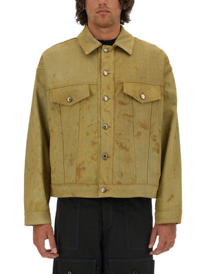 MSGM Regular Fit Denim Jacket for Men - Tea Dyed