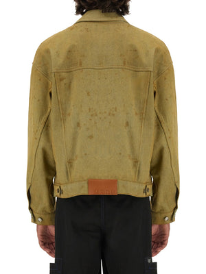 MSGM Regular Fit Denim Jacket for Men - Tea Dyed