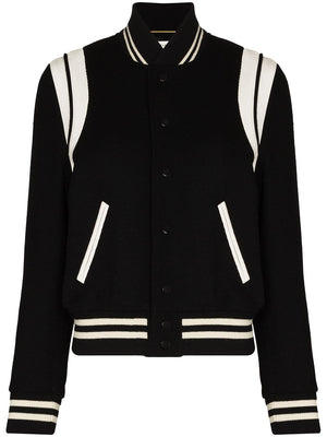 SAINT LAURENT Women's Two-Tone Wool Varsity Jacket