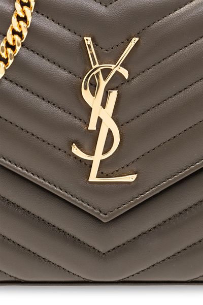 SAINT LAURENT Black Leather Clutch with Chain - SS24