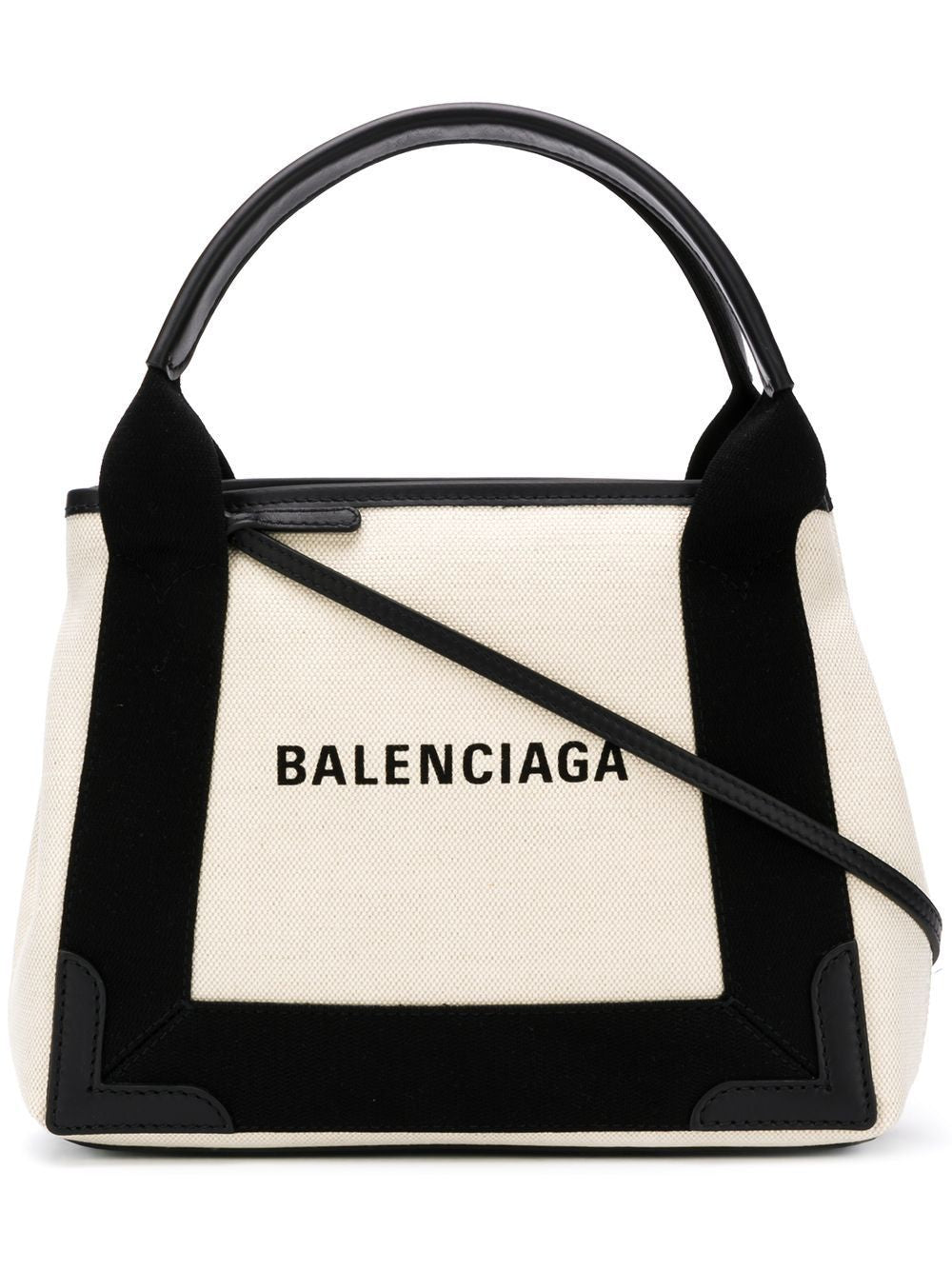 BALENCIAGA Mini Canvas Tote Handbag with Leather Accents