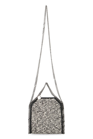 STELLA MCCARTNEY Mini Falabella Tweed Tote with Silver Chain Trim - Black