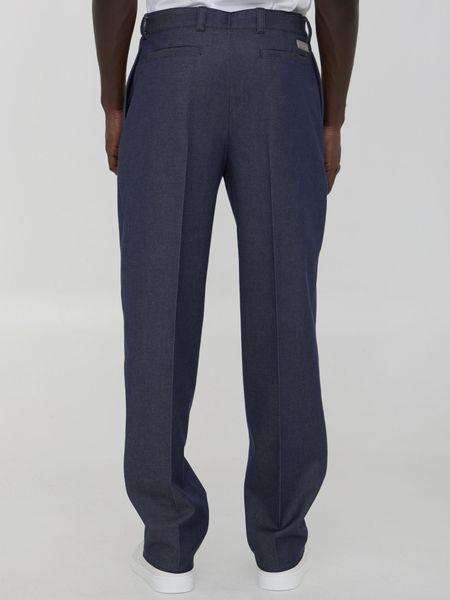 Quần jeans nam màu xanh lam hiệu ứng vải denim từ sợi cotton và cashmere