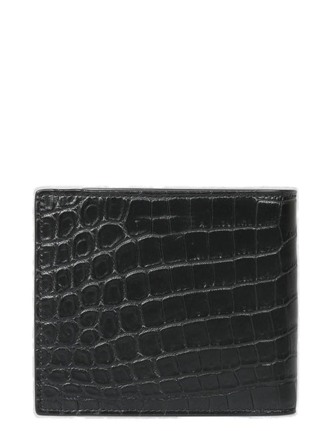 SAINT LAURENT Men's Black Leather East/West Wallet for iPhone 7 with Multiple Interior Pockets