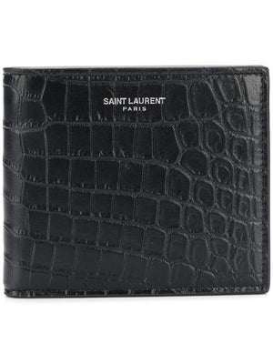 SAINT LAURENT Black Logo Print Wallet for Men