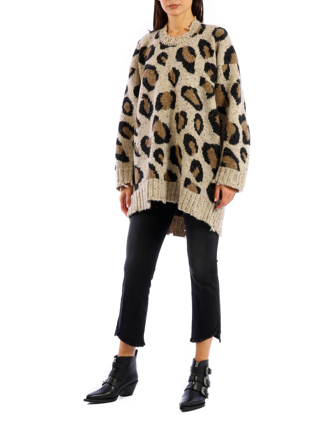R13 Oversized Leopard Print Sweater for Women - FW19