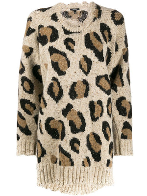 R13 Oversized Leopard Print Sweater for Women - FW19