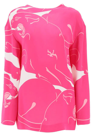 VALENTINO GARAVANI Elegant Silk Panther Blouse - Long Sleeve Top for Women