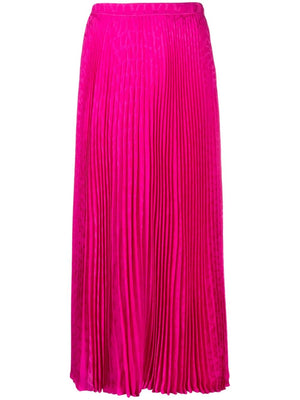 VALENTINO GARAVANI Fuchsia Pleated Silk Midi Skirt for Women