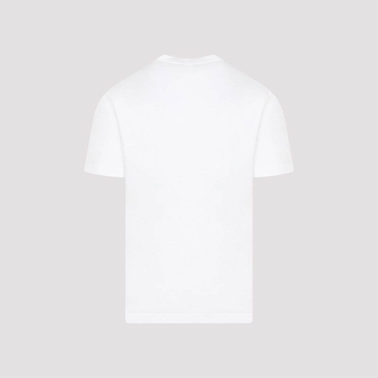 GIORGIO ARMANI Men's White Cotton Crew-Neck T-Shirt with Ribbed Neckline and Embossed Logo