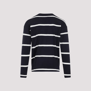 Áo len nam bằng cotton và cashmere màu xanh đen cho mùa xuân/hè 2024