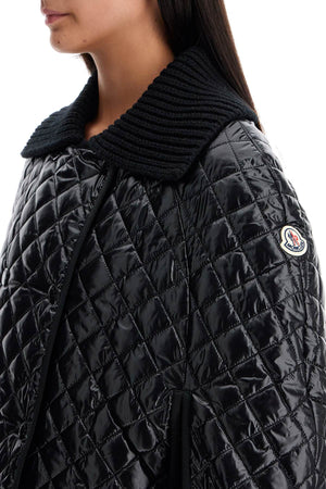 MONCLER Mini Quilted Cape with Soft Knit Collar