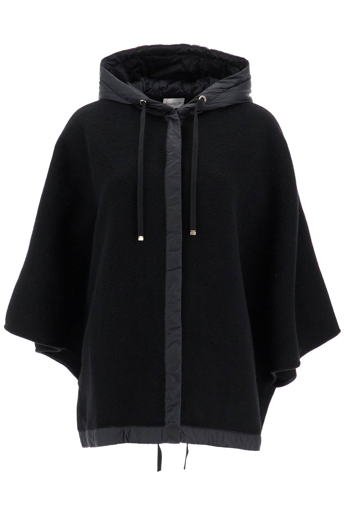 MONCLER Woolen Midi Cape with Adjustable Hood