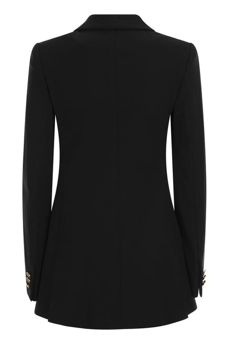 RED VALENTINO Women's Double-Breasted Jacket in Black Viscose-Wool Gabardine for FW23