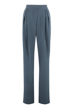 GIORGIO ARMANI Silk Wide Front Pleated Trousers in Grey - SS23 Collection for Women