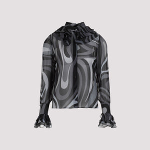 EMILIO PUCCI Luxurious Silk LS Shirt for Women in Black - FW23 Collection