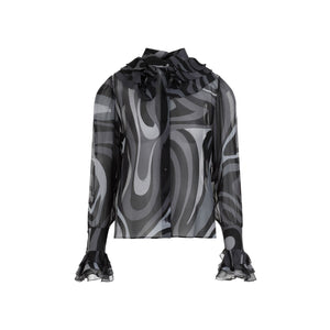 EMILIO PUCCI Luxurious Silk LS Shirt for Women in Black - FW23 Collection