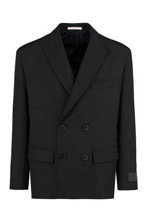 Áo blazer lông nhân tạo đen đôi nam - Bộ sưu tập FW23