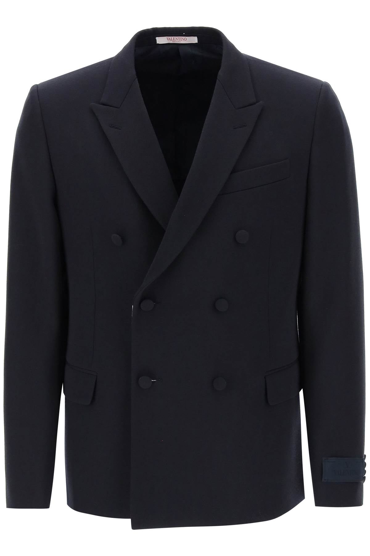 VALENTINO GARAVANI Tailored Blue Double-Breasted Jacket with Contrast Lining - FW23