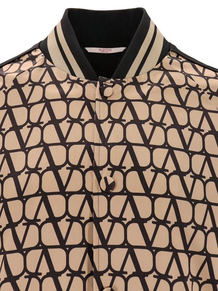 VALENTINO Beige Iconographic Printed Bomber Jacket for Men - FW23