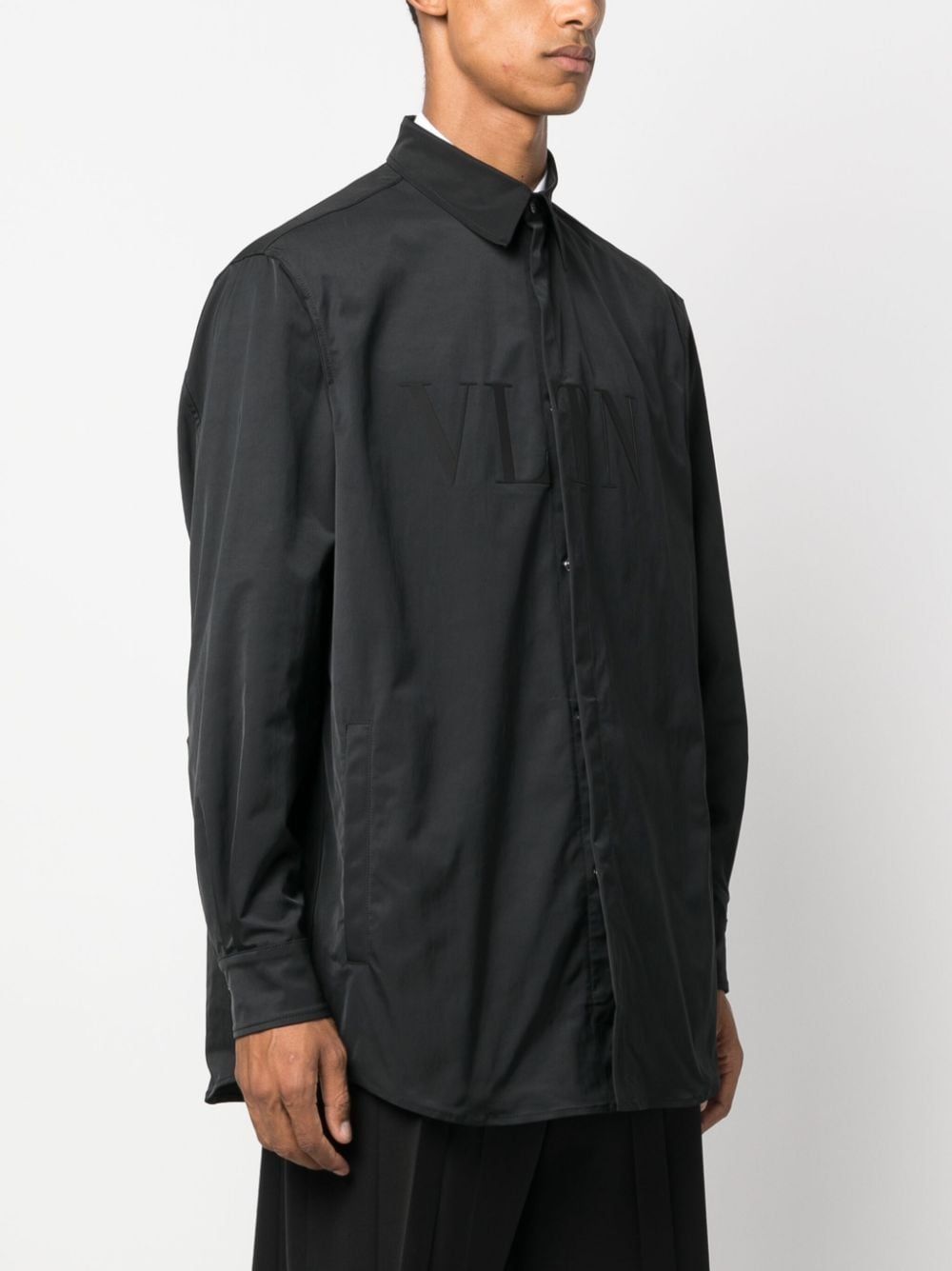 VALENTINO Men's Black Technical Fabric Overshirt for FW23