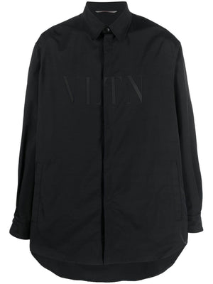 VALENTINO Men's Black Technical Fabric Overshirt for FW23