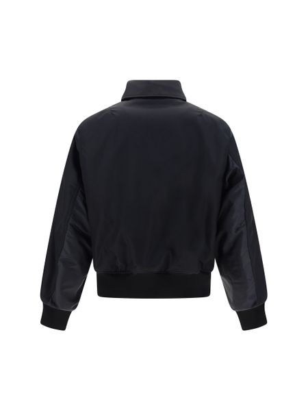 VALENTINO Men's Black Nylon Bomber Jacket with Zipped and Pen Pockets