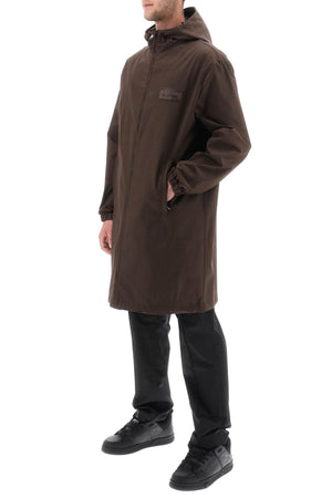 VALENTINO GARAVANI Brown Long Raincoat with Rubber Label - Men's Clothing