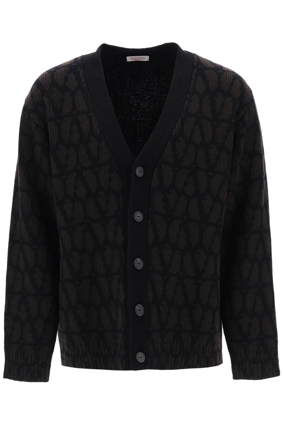 VALENTINO Men's Wool Knit Cardigan with Iconographic Motif - FW23