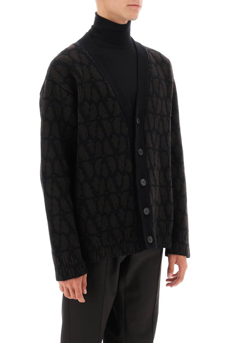 VALENTINO Men's Wool Knit Cardigan with Iconographic Motif - FW23